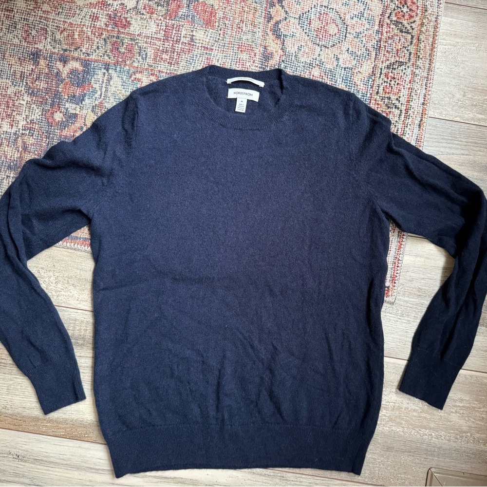 Nordstrom Women’s Navy Cashmere Crewneck Sweater, Medium